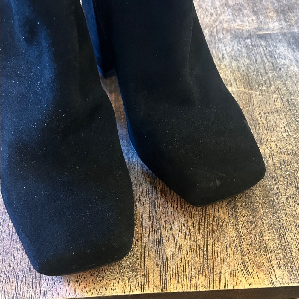 Jessica Simpson Black Suede Ankle Boots with Crystal Embellished Buckle - Picture 5 of 13